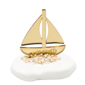 Βότσαλο κεραμικό με plexiglass 8cm καράβι