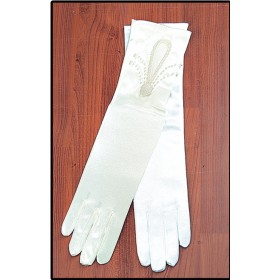 Γάντι γάμου σατέν με πέρλες στα 40cm