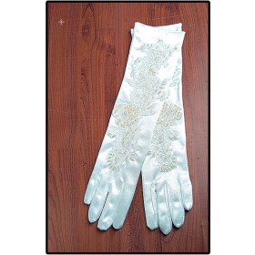 Γάντι γάμου σατέν με πέρλες στα 40cm
