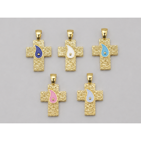 Cross Baptism Favor with Enamel Teardrop – Gold