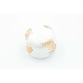 Διακοσμητικό μάκαρον λευκό κεραμικό με κερί αρωματικό χριστουγεννιάτικο με plexiglass 5Χ7cm