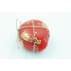 Διακοσμητικό μάκαρον κόκκινο κεραμικό με κερί αρωματικό χριστουγεννιάτικο με plexiglass 5Χ7cm