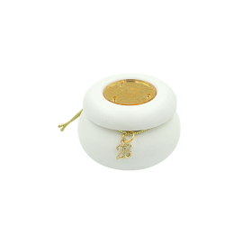 Διακοσμητικό Χριστουγεννιάτικο γούρι γύψινό σε μάκαρον με πλεξιγκλάς  11cm